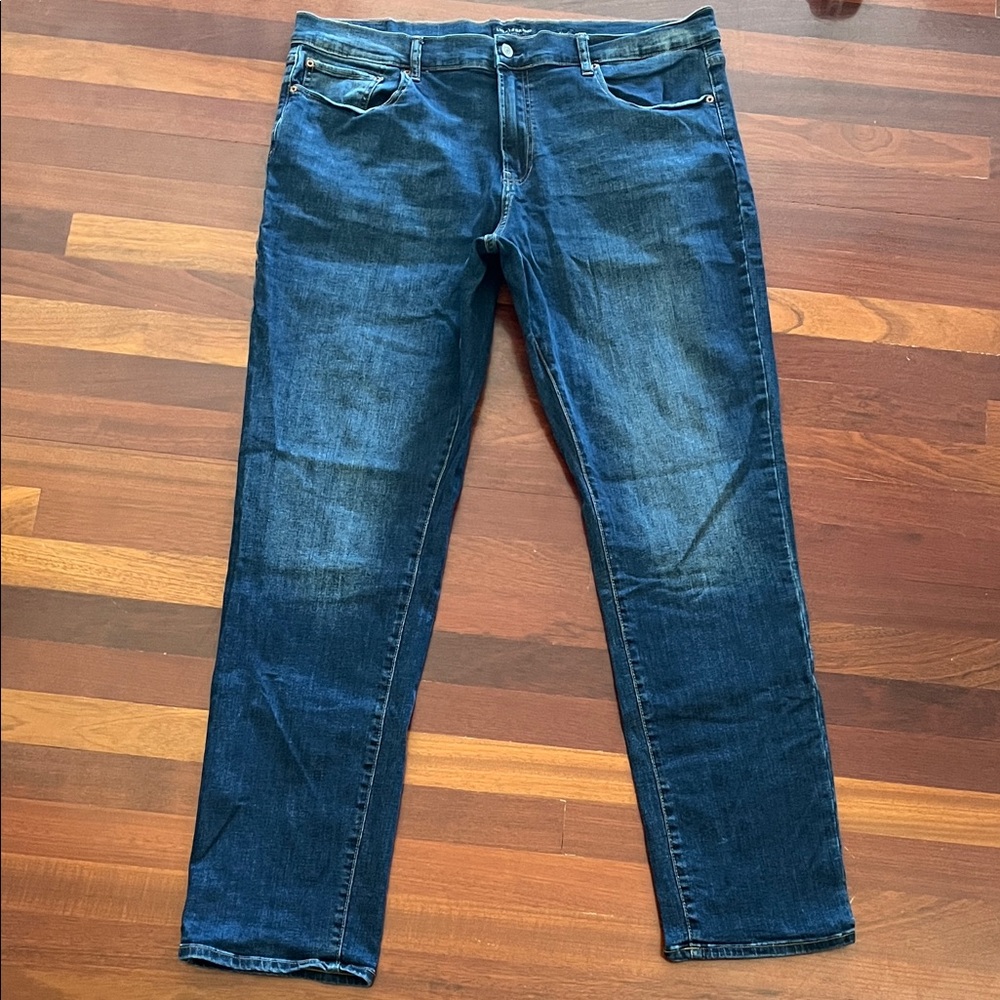 Mens 40 Lucky Brand 410 Athletic Straight Dark Blue Jeans